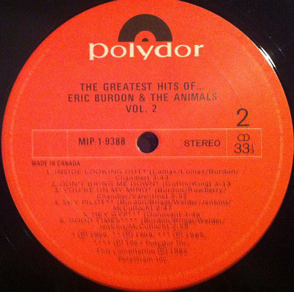 Eric Burdon And The Animals* : The Greatest Hits Of Eric Burdon And The Animals Vol. 2 (LP, Comp)