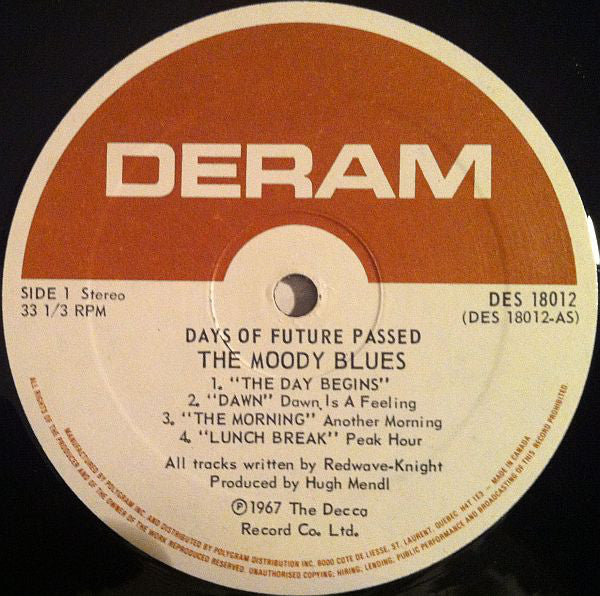 The Moody Blues : Days Of Future Passed (LP, Album, RE, Qua)