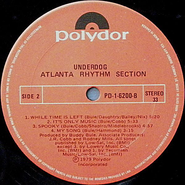 Atlanta Rhythm Section : Underdog (LP, Album)