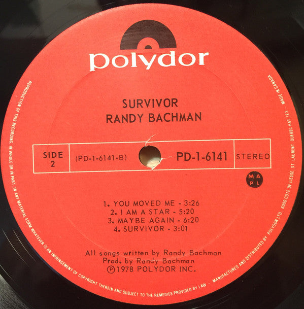 Randy Bachman : Survivor (LP, Album)