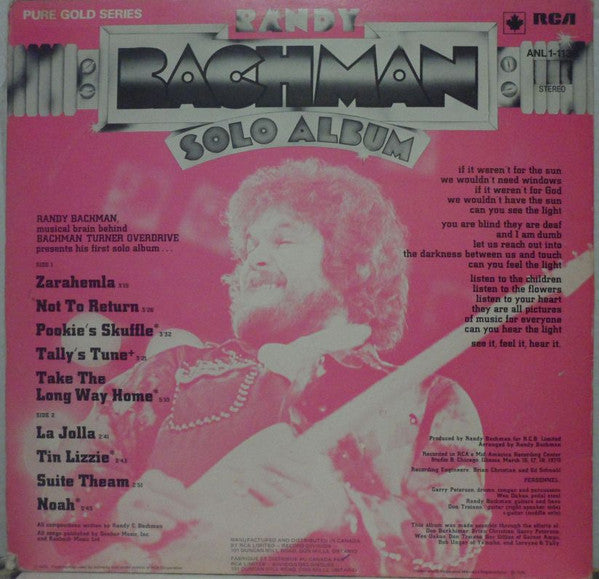 Randy Bachman : Solo Album (LP, Album, RE)