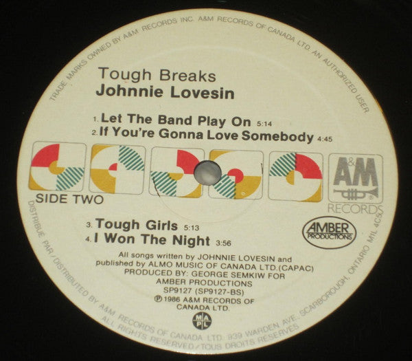 Johnny Lovesin : Tough Breaks (LP, Album)