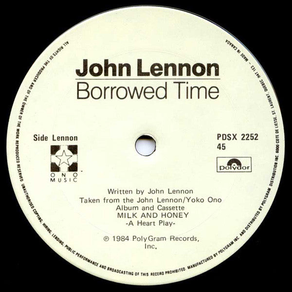 John Lennon : Borrowed Time (12", Single, Ltd)