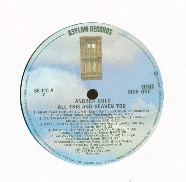 Andrew Gold : All This And Heaven Too (LP, Album)