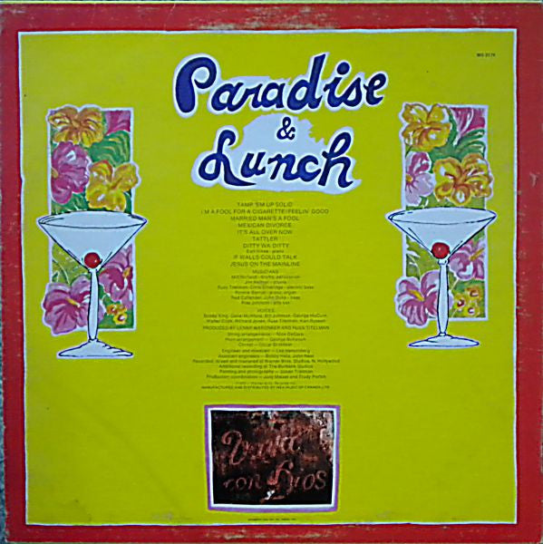 Ry Cooder : Paradise And Lunch (LP, Album)