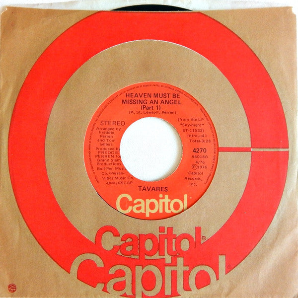 Tavares : Heaven Must Be Missing An Angel (7")