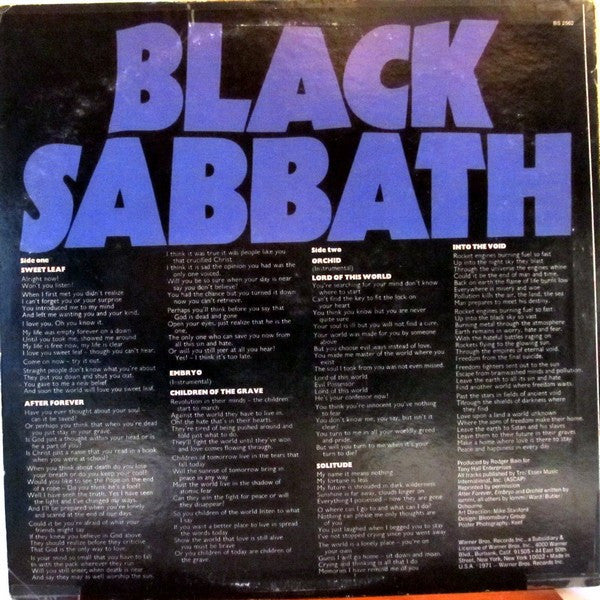 Black Sabbath : Master Of Reality (LP, Album, Club, RE, Scr)