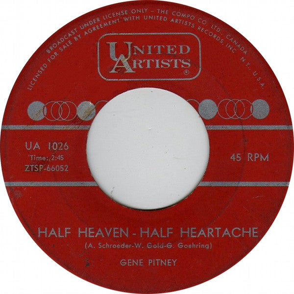 Gene Pitney : Half Heaven - Half Heartache (7", Single)
