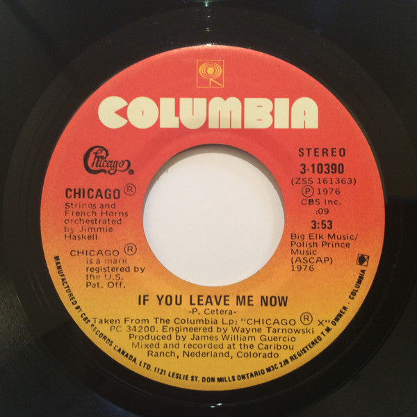Chicago (2) : If You Leave Me Now (7", Single)