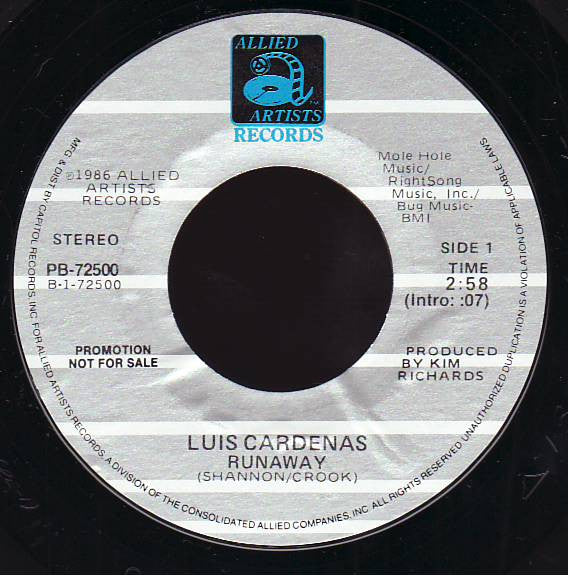 Luis Cardenas : Runaway (7", Single, Promo)