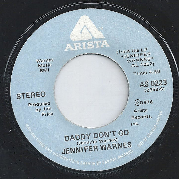 Jennifer Warnes : Right Time Of The Night / Daddy Don't Go (7")