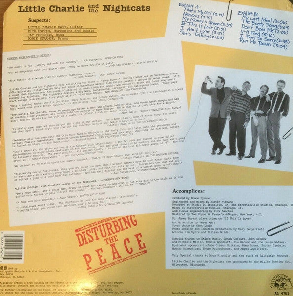 Little Charlie And The Nightcats : Disturbing The Peace (LP, Album)