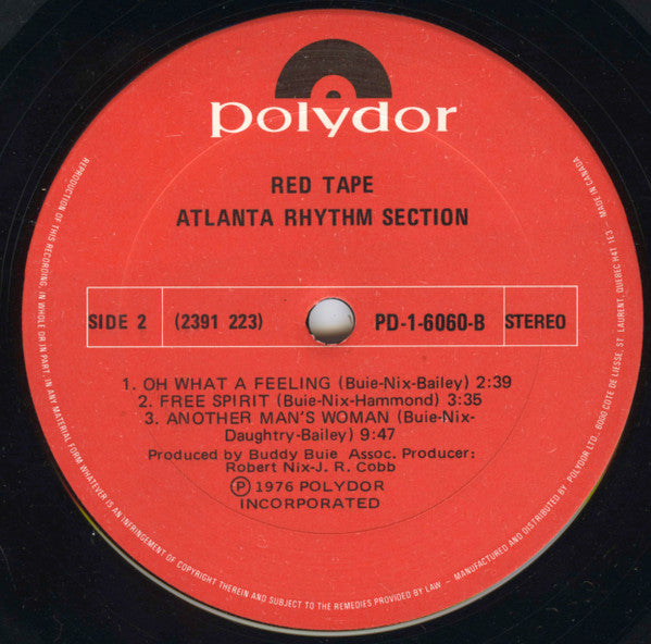 Atlanta Rhythm Section : Red Tape (LP, Album)