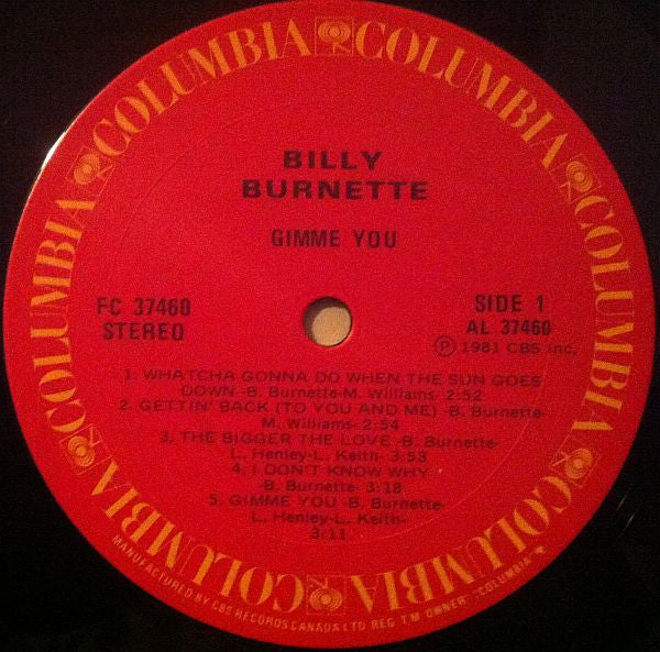 Billy Burnette : Gimme You (LP, Album)