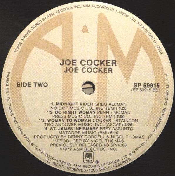 Joe Cocker : Joe Cocker (LP, Album, RP)