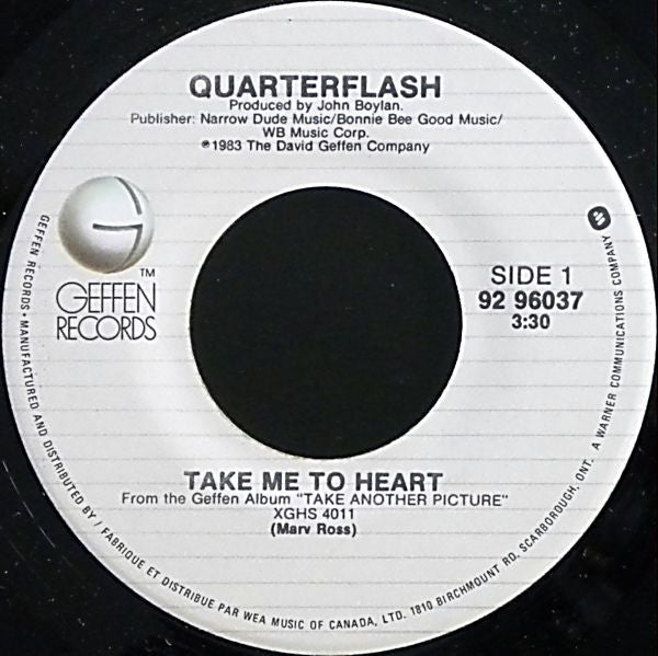 Quarterflash : Take Me To Heart (7", Single)