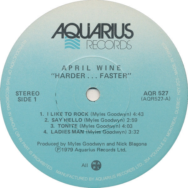April Wine : Harder.....Faster (LP, Album, Cap)