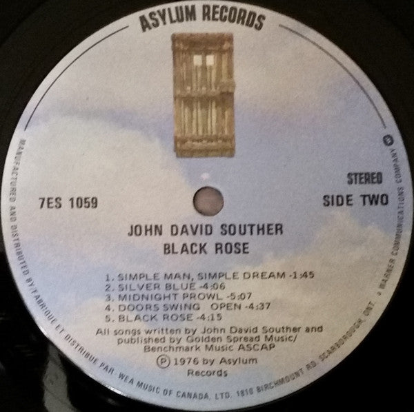 John David Souther : Black Rose (LP, Album)