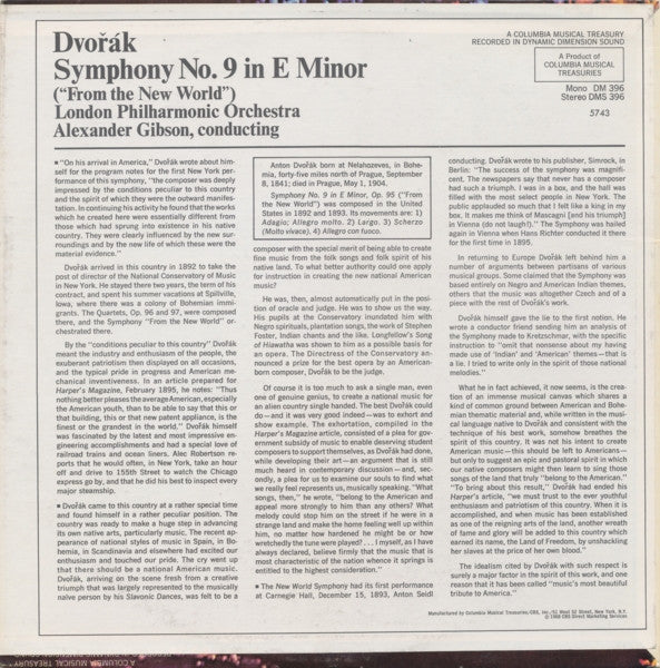 Antonín Dvořák, London Philharmonic Orchestra, Alexander Gibson : Symphony No. 9 In E Minor ("From The New World") (LP)