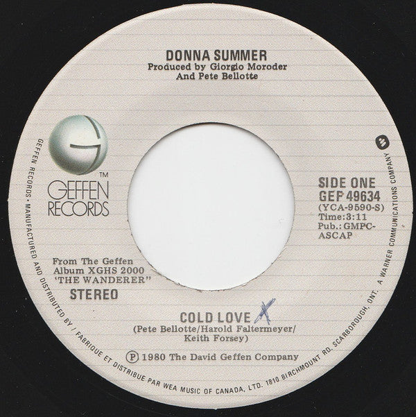 Donna Summer : Cold Love (7", Single)