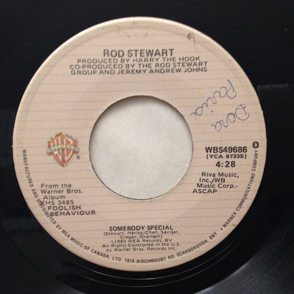 Rod Stewart : Somebody Special / She Won't Dance With Me (7", Single)