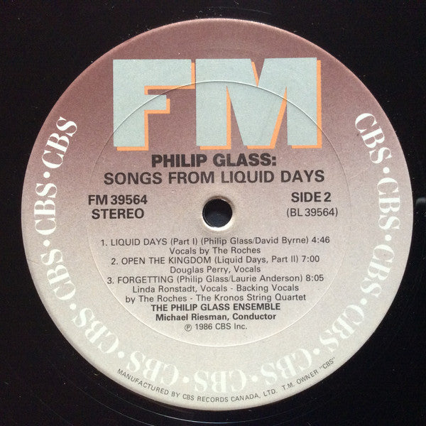 Philip Glass : Songs From Liquid Days (LP, Album)