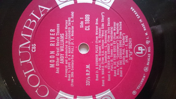 Andy Williams : Moon River And Other Great Movie Themes (LP, Album, Mono)