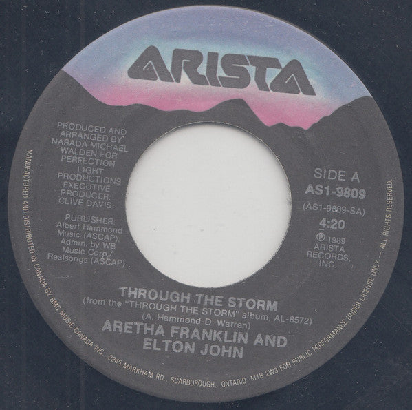Aretha Franklin And Elton John : Through The Storm (7", Single)