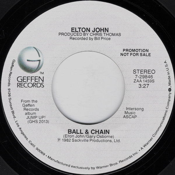 Elton John : Ball & Chain (7", Promo)