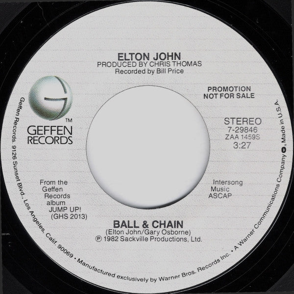 Elton John : Ball & Chain (7", Promo)