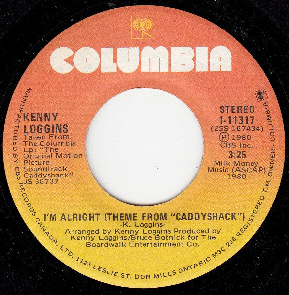 Kenny Loggins : I'm Alright (Theme From "Caddyshack") (7", Single)