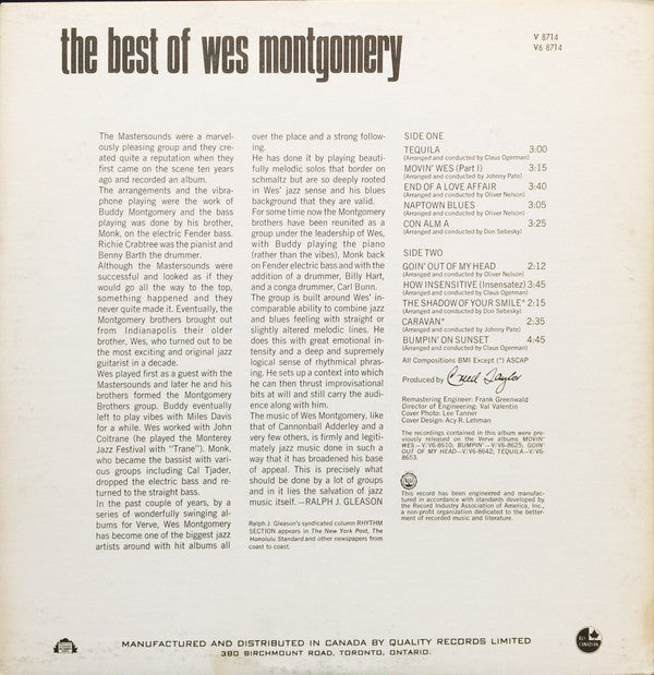 Wes Montgomery : The Best Of Wes Montgomery (LP, Comp)