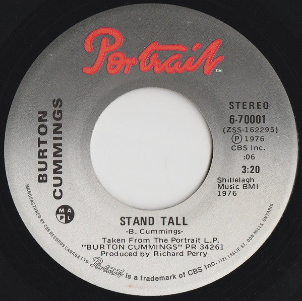 Burton Cummings : Stand Tall (7", Single)