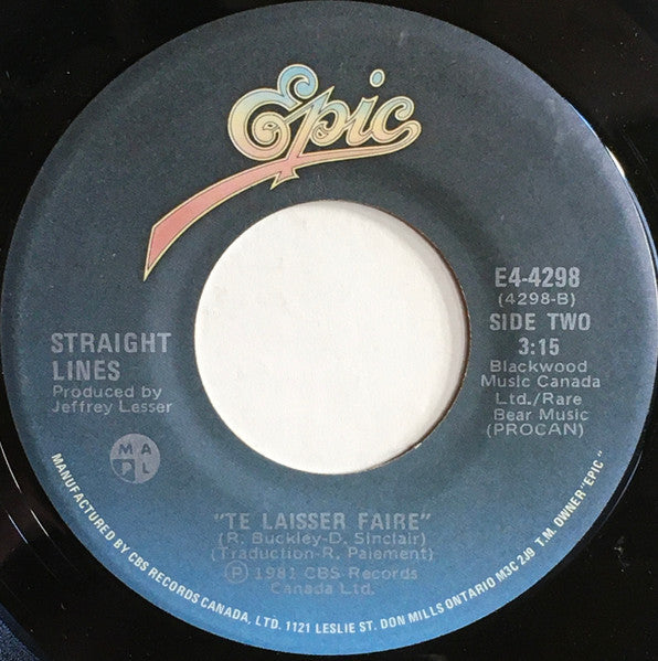 Straight Lines : There Are No Secrets / Te Laisser Faire (7", Single)