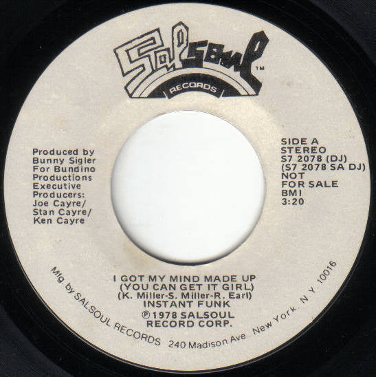 Instant Funk : I Got My Mind Made Up (You Can Get It Girl) (7", Mono, Promo)