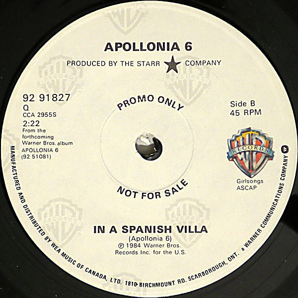 Apollonia 6 : Sex Shooter (7", Single, Promo)