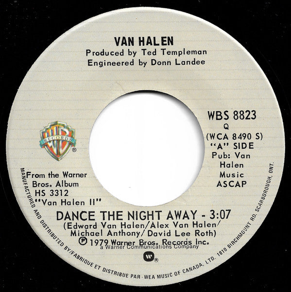 Van Halen : Dance The Night Away (7", Single)