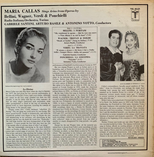 Maria Callas, Orchestra Sinfonica Di Torino Della RAI : Arias From Bellini, Ponchielli, Verdi And Wagner (LP, Comp)