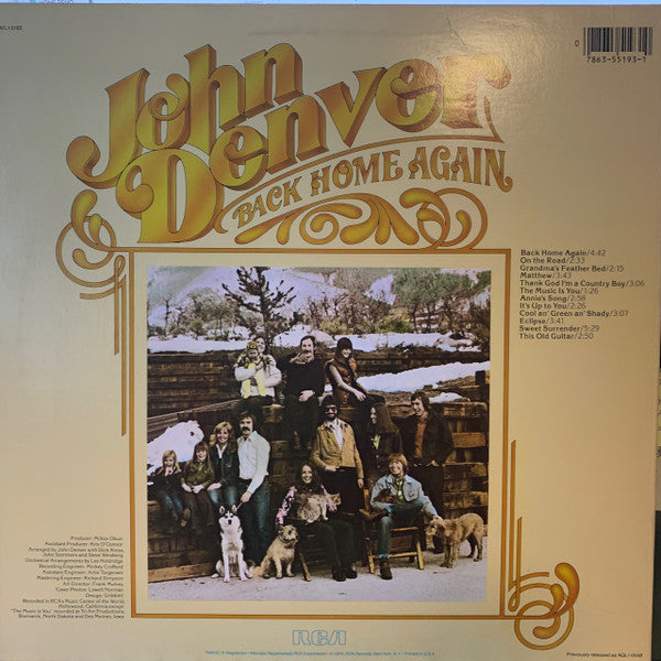 John Denver : Back Home Again (LP, Album, RE)
