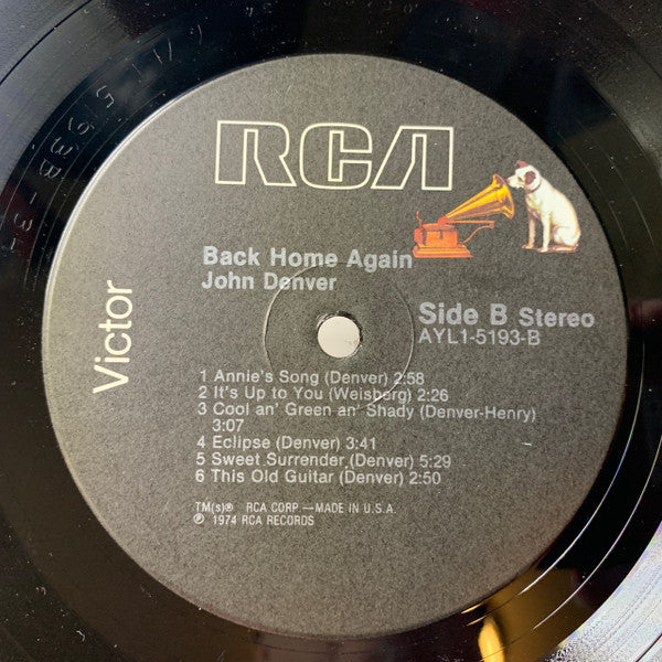 John Denver : Back Home Again (LP, Album, RE)