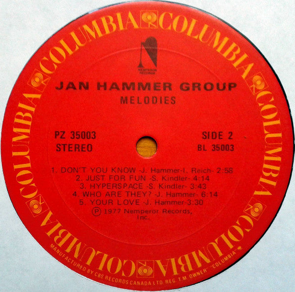 Jan Hammer Group : Melodies (LP, Album)