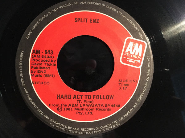 Split Enz : Hard Act To Follow (7", Single)