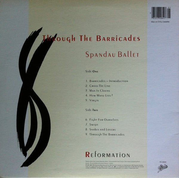 Spandau Ballet : Through The Barricades (LP, Album)