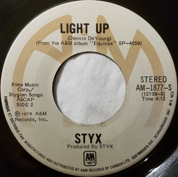 Styx : Mademoiselle / Light Up (7", Single)