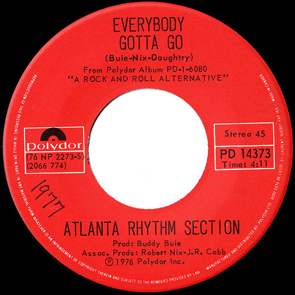 Atlanta Rhythm Section : So In To You (7", Single)