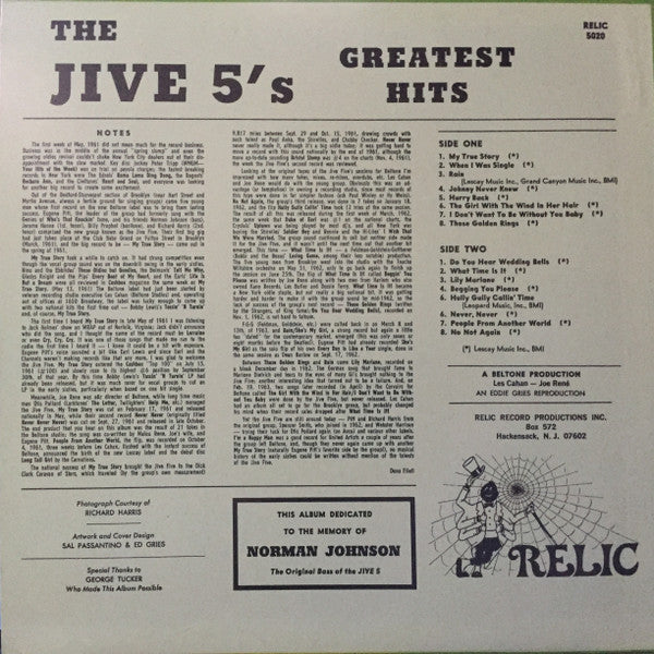 The Jive Five : Featuring Their Greatest Hits (LP, Comp)