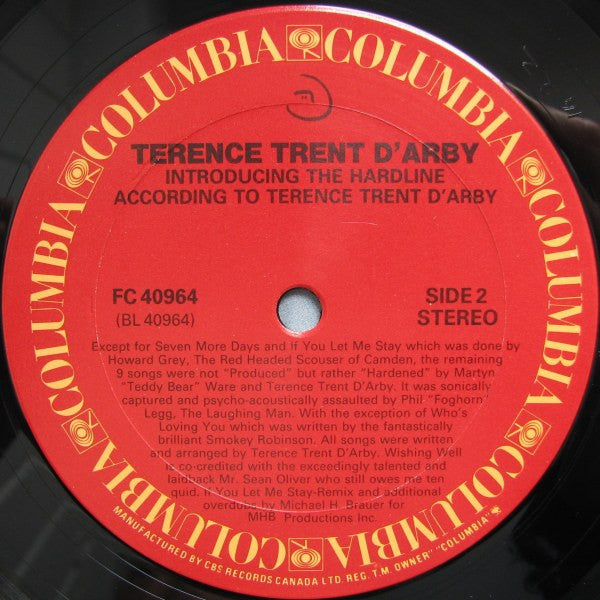 Terence Trent D'Arby : Introducing The Hardline According To Terence Trent D'Arby (LP, Album, RE)
