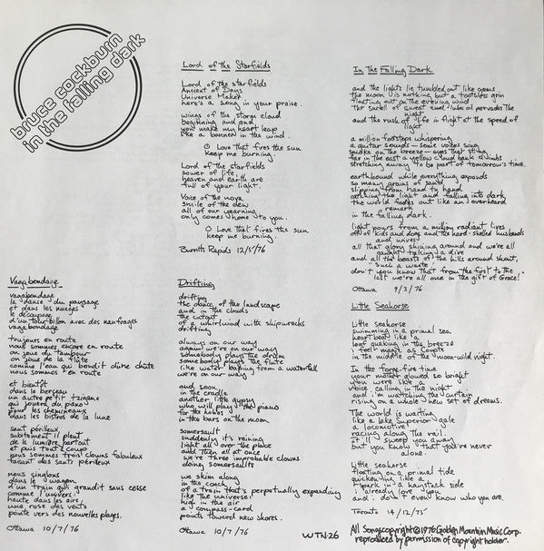 Bruce Cockburn : In The Falling Dark (LP, Album, RE)