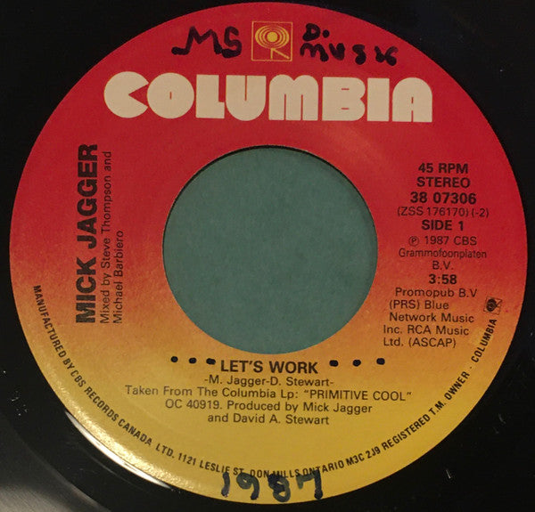 Mick Jagger : Let's Work (7")