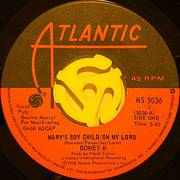 Boney M. : Mary's Boy Child / Oh My Lord (7", Single)